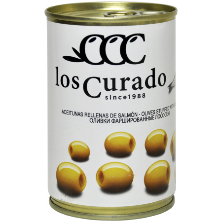 ОЛИВКИ ЗЕЛЁНЫЕ ФАРШИРОВАННЫЕ ЛОСОСЕМ "LOS CURADO" 300 Г